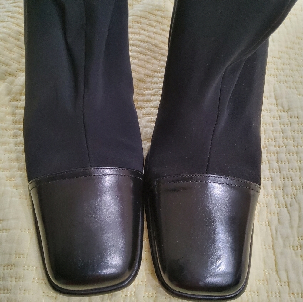 Via Spiga Nylon Leather Heeled Boots Size 9 - Picture 3 of 13